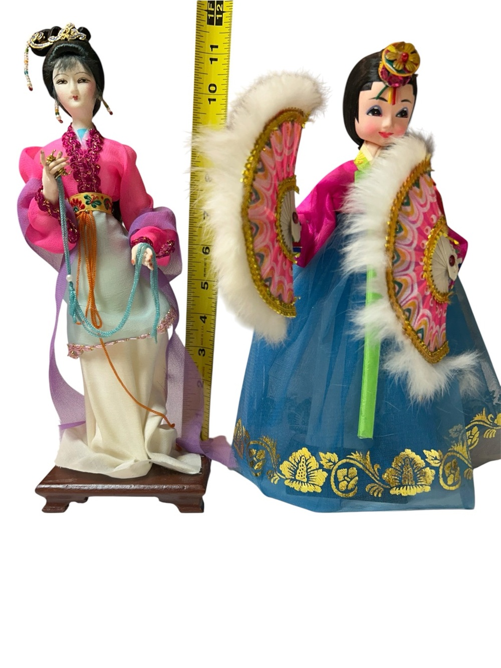 Pair of Vintage Korean handmade dolls very detailed 1950s